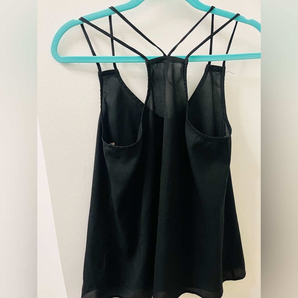 B Jewel Black Satin Button-Front Cami - Picture 3 of 3
